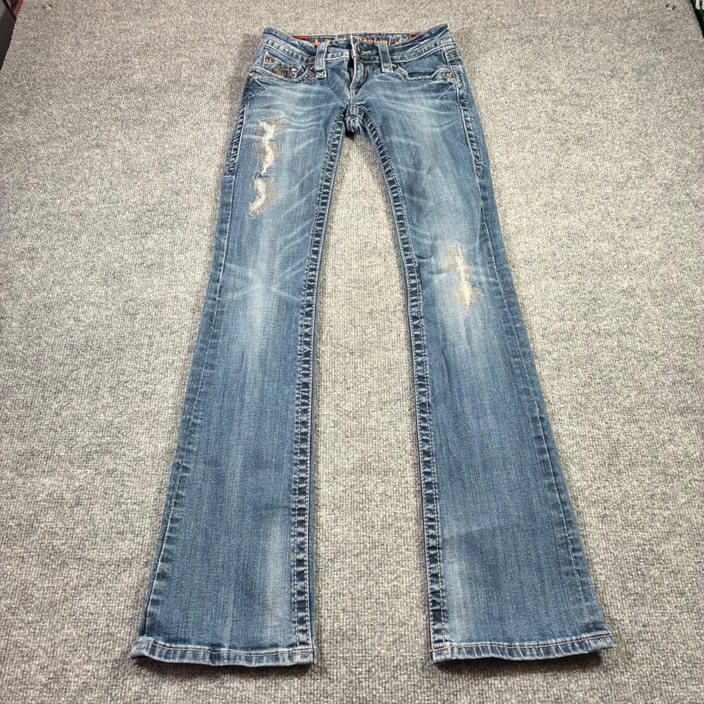 Rock Revival Celine Bootcut Jeans Womens 26 Blue Low Rise Distressed Y2K